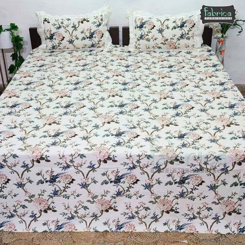 Traditional Anokhi Prints Pure Cotton King Size Lacework  Bedsheet