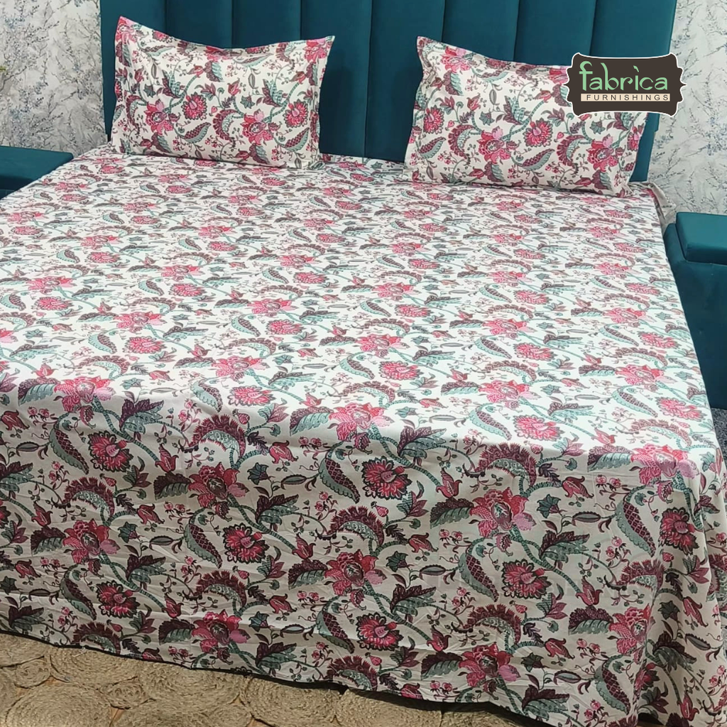 Sadabahar Anokhi Printed Pure Cotton  King Size Bedsheet Set
