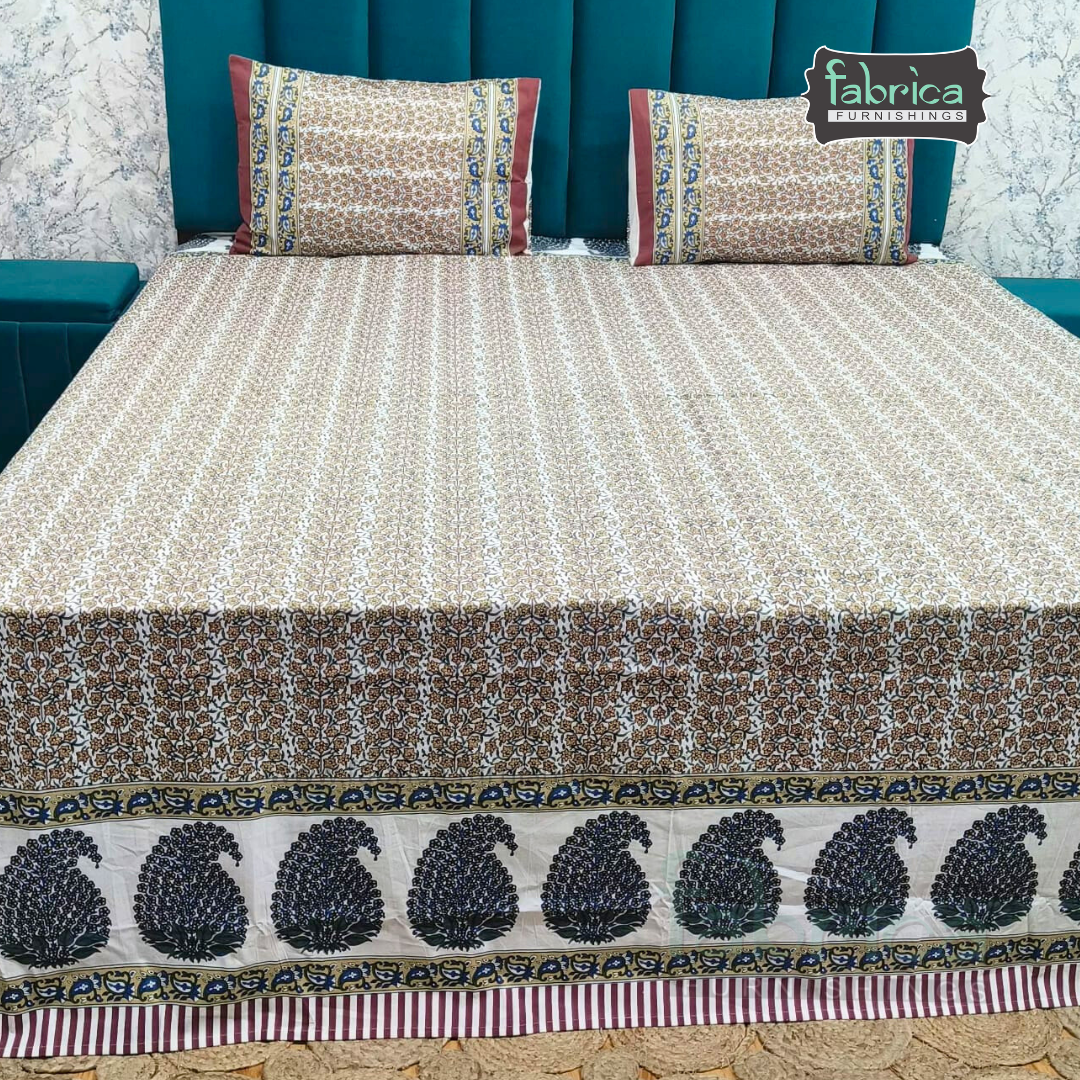 Mughal Utsav Printed Pure Cotton King Size Bedsheet