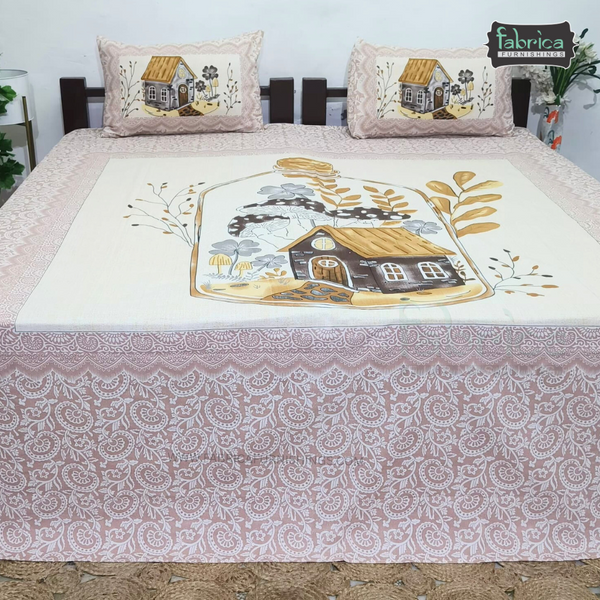 Royal Rajasthani Handblock Print Pure Cotton Double Bed Bed Sheets (90*108 Inch)