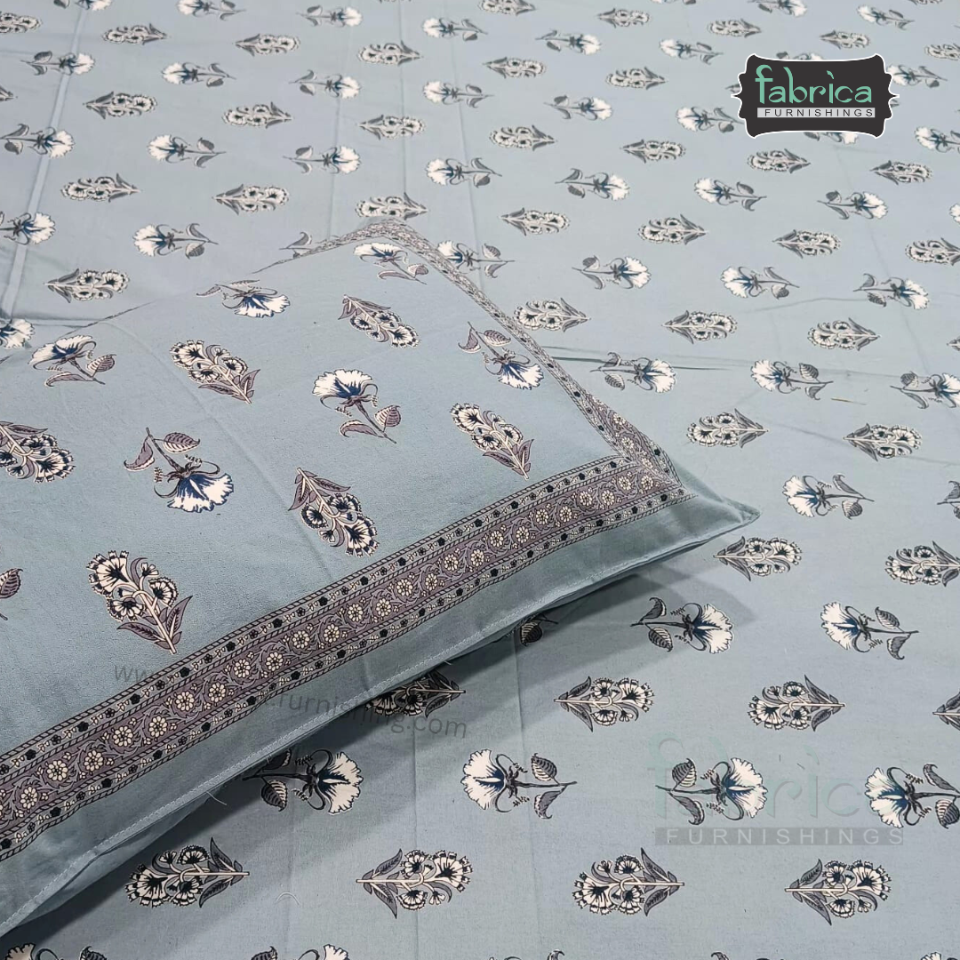 Sitara Handblock Designer Printed Premium Pure Cotton Kingsize Bed Sheets