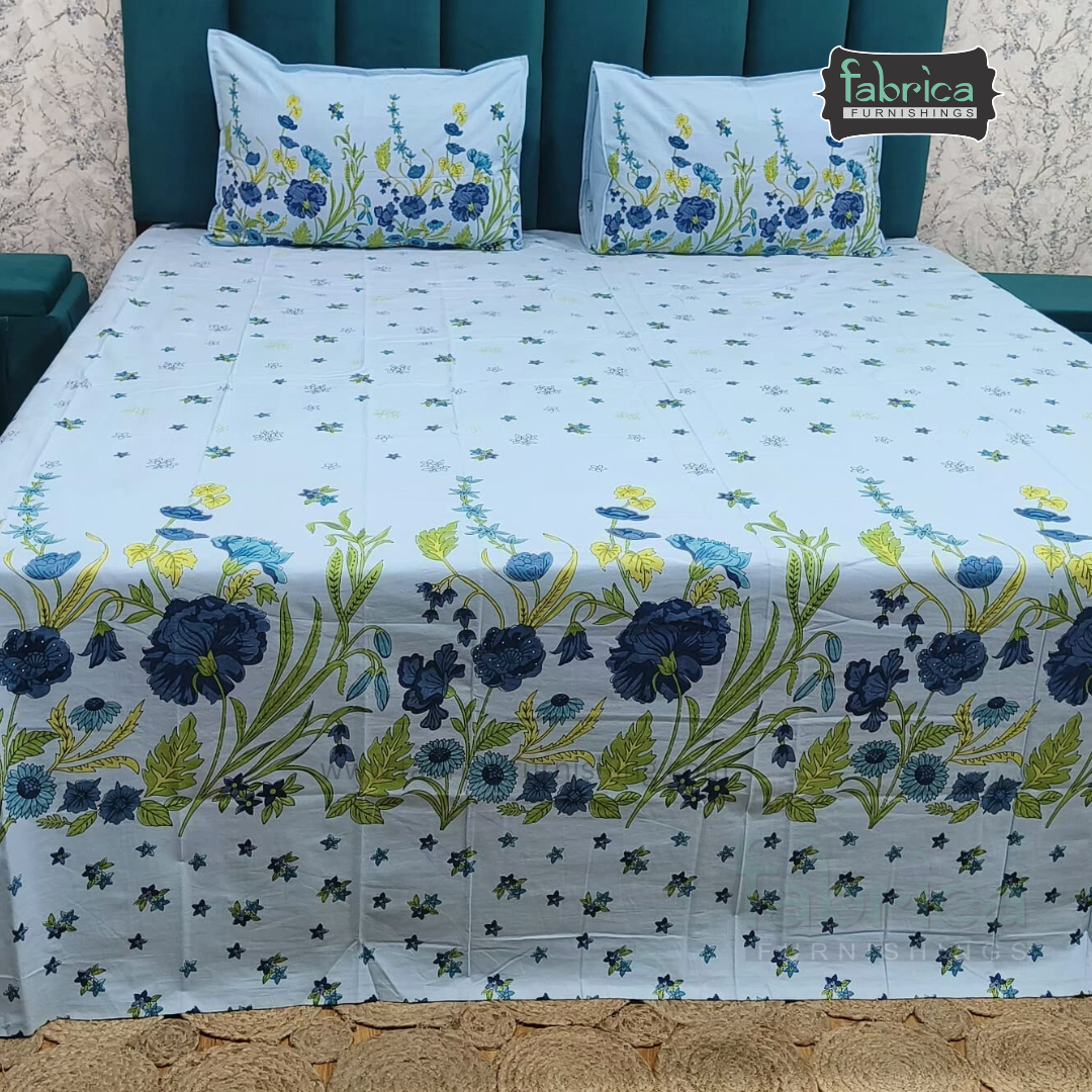 Sitara Handblock Designer Printed Premium Pure Cotton Kingsize Bed Sheets