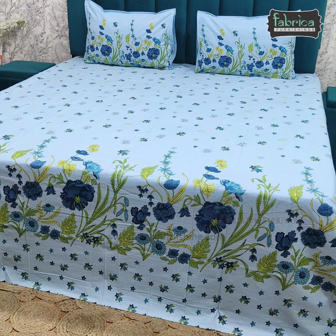 Sitara Handblock Designer Printed Premium Pure Cotton Kingsize Bed Sheets