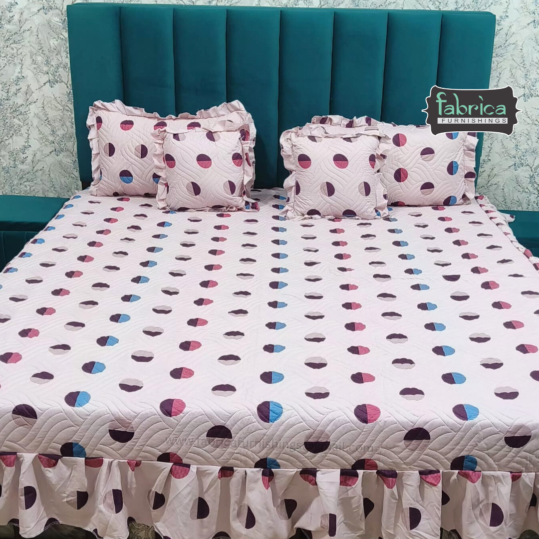 Divine Printed Double Bed Pure Cotton Quilted Frill Work Bedcover