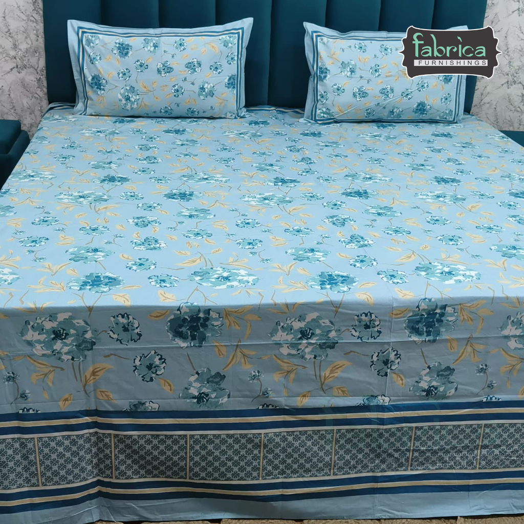 Sitara Handblock Designer Printed Premium Pure Cotton Kingsize Bed Sheets