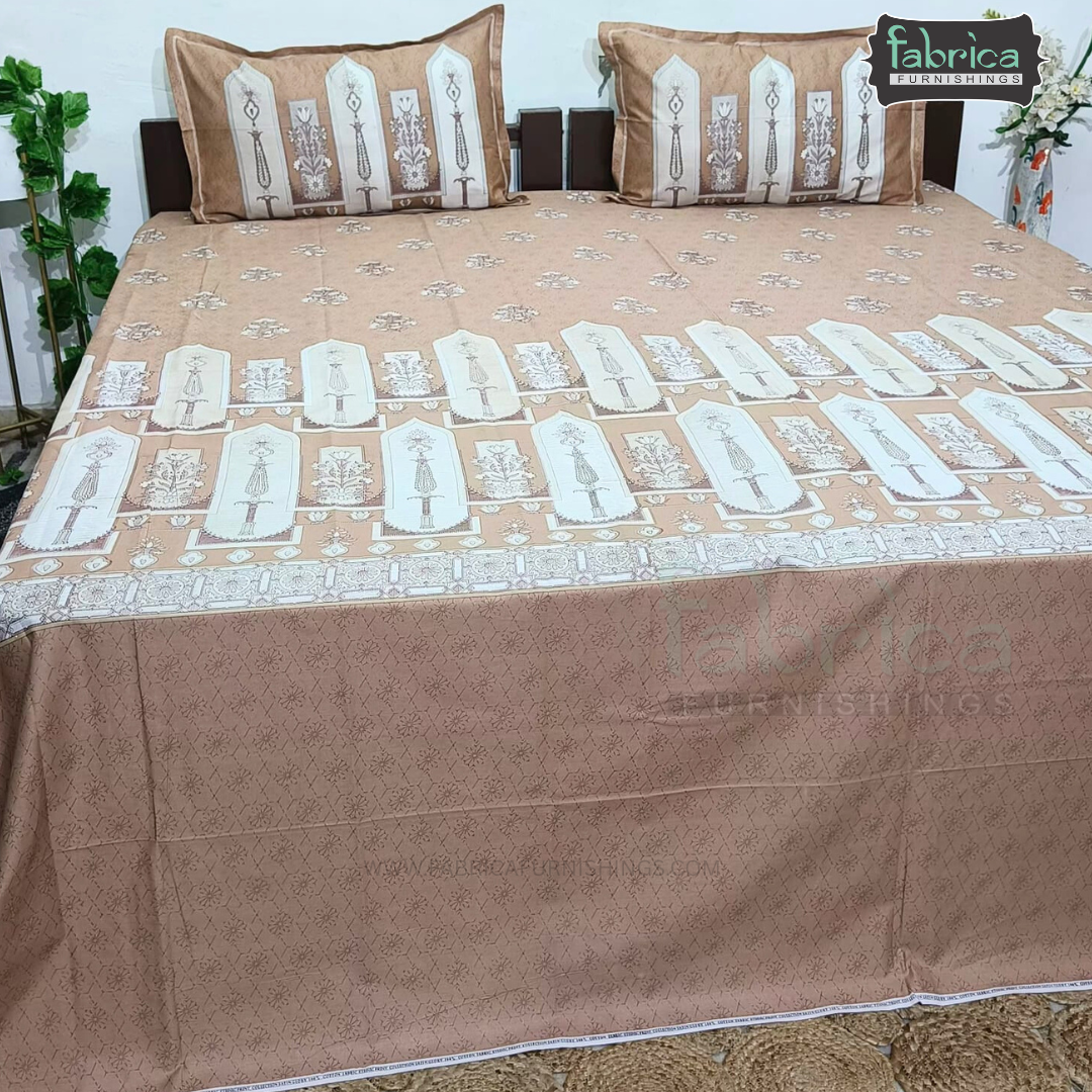 Ethnic Panel  Decor Designer Printed Cotton King Size Bed Sheets