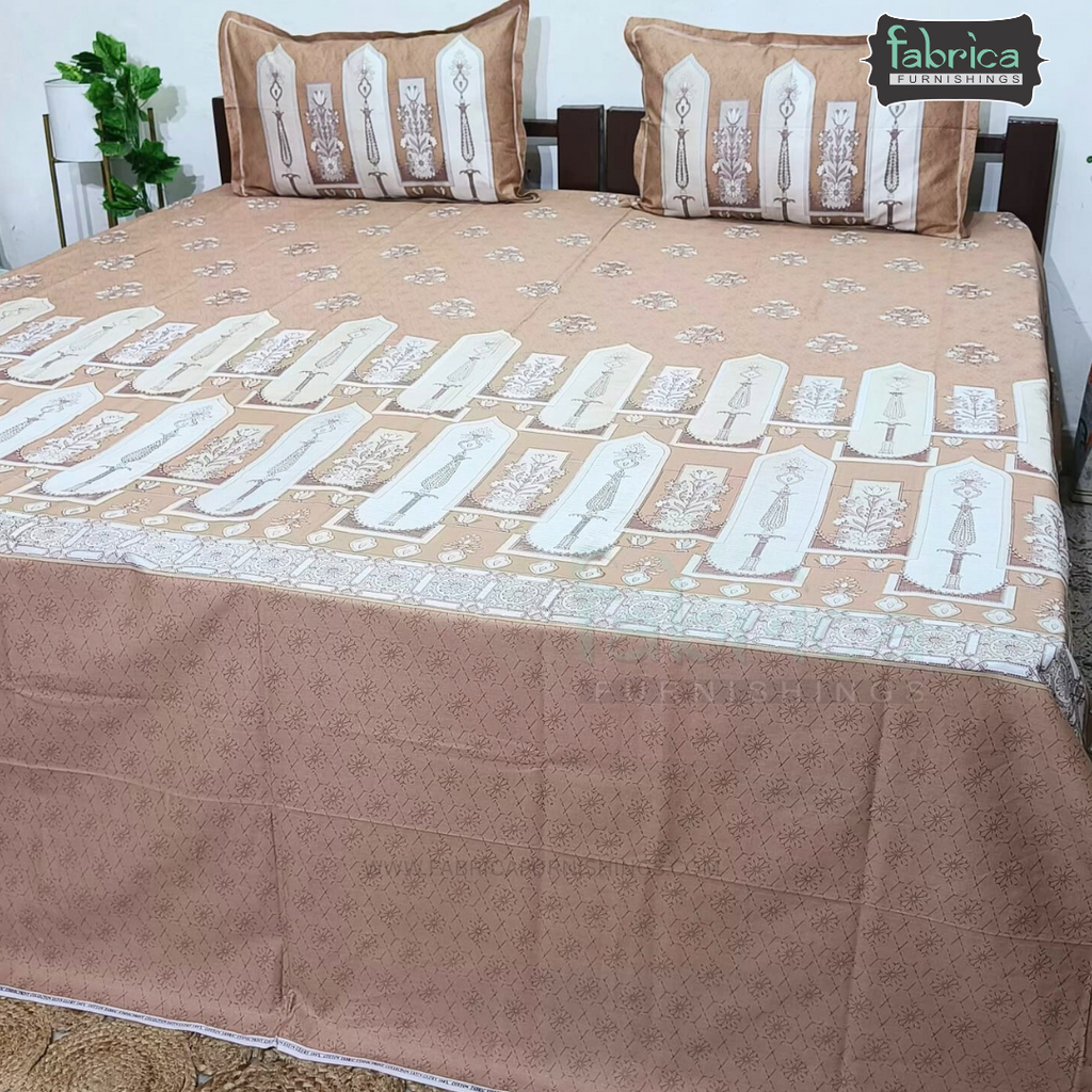 Ethnic Panel  Decor Designer Printed Cotton King Size Bed Sheets