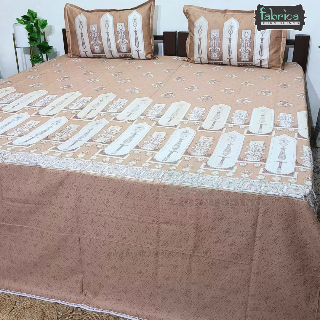 Ethnic Panel  Decor Designer Printed Cotton King Size Bed Sheets