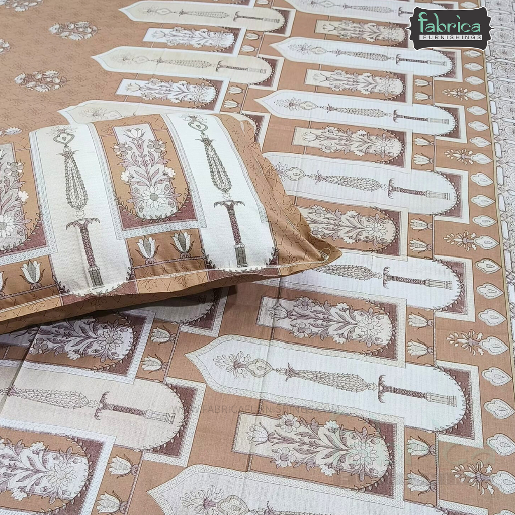 Ethnic Panel  Decor Designer Printed Cotton King Size Bed Sheets