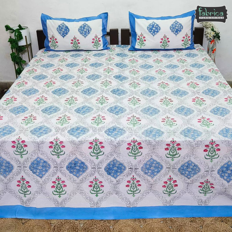 Rangoli Pure Cotton Handblock Super Kingsize Bedsheet