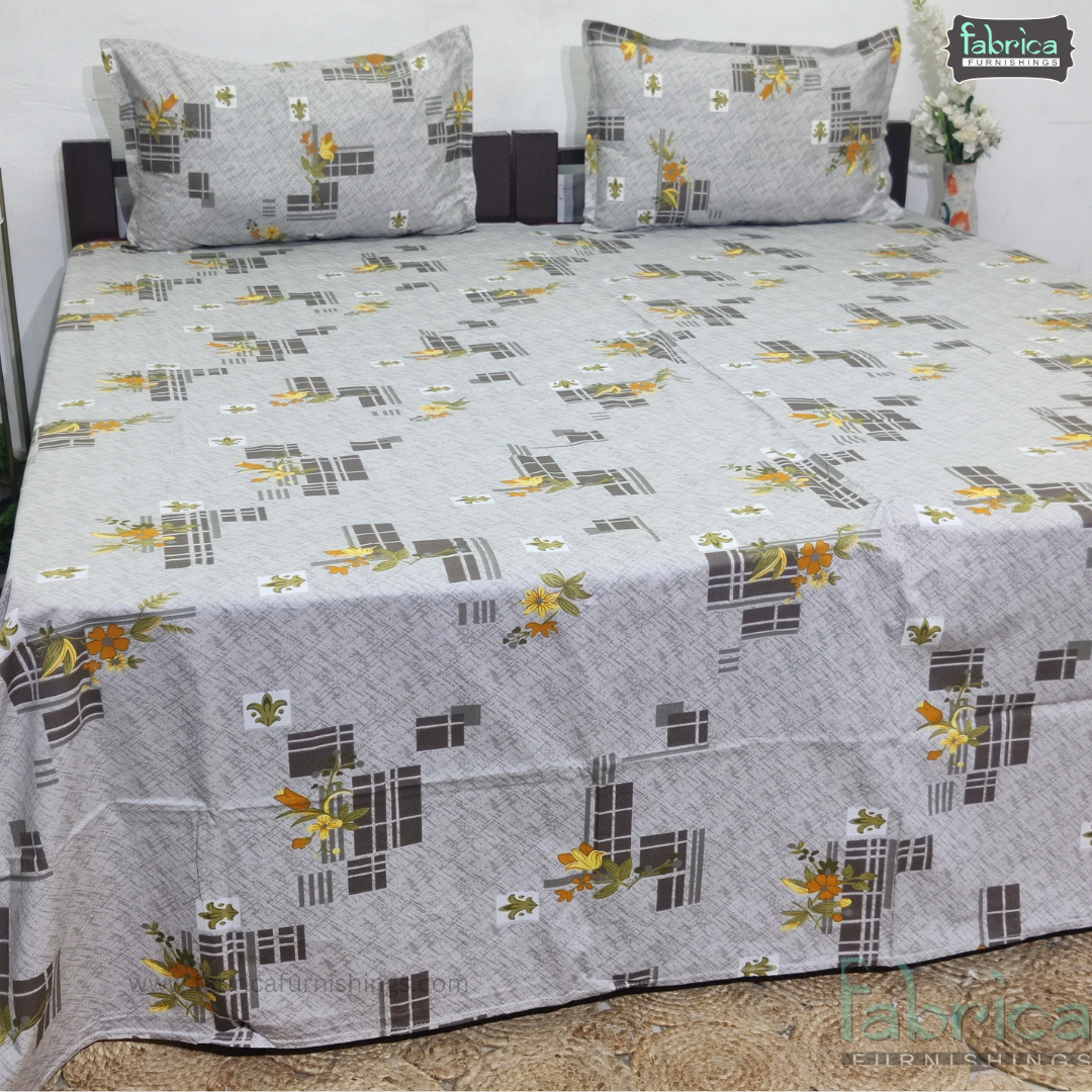 Petal Paradise Queen Size Pure Cotton Printed Bedsheet