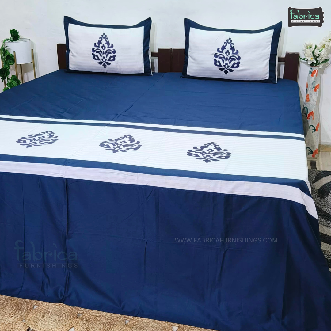 Fabby Home Designer  Embroider king Size pure cotton Bed Sheets