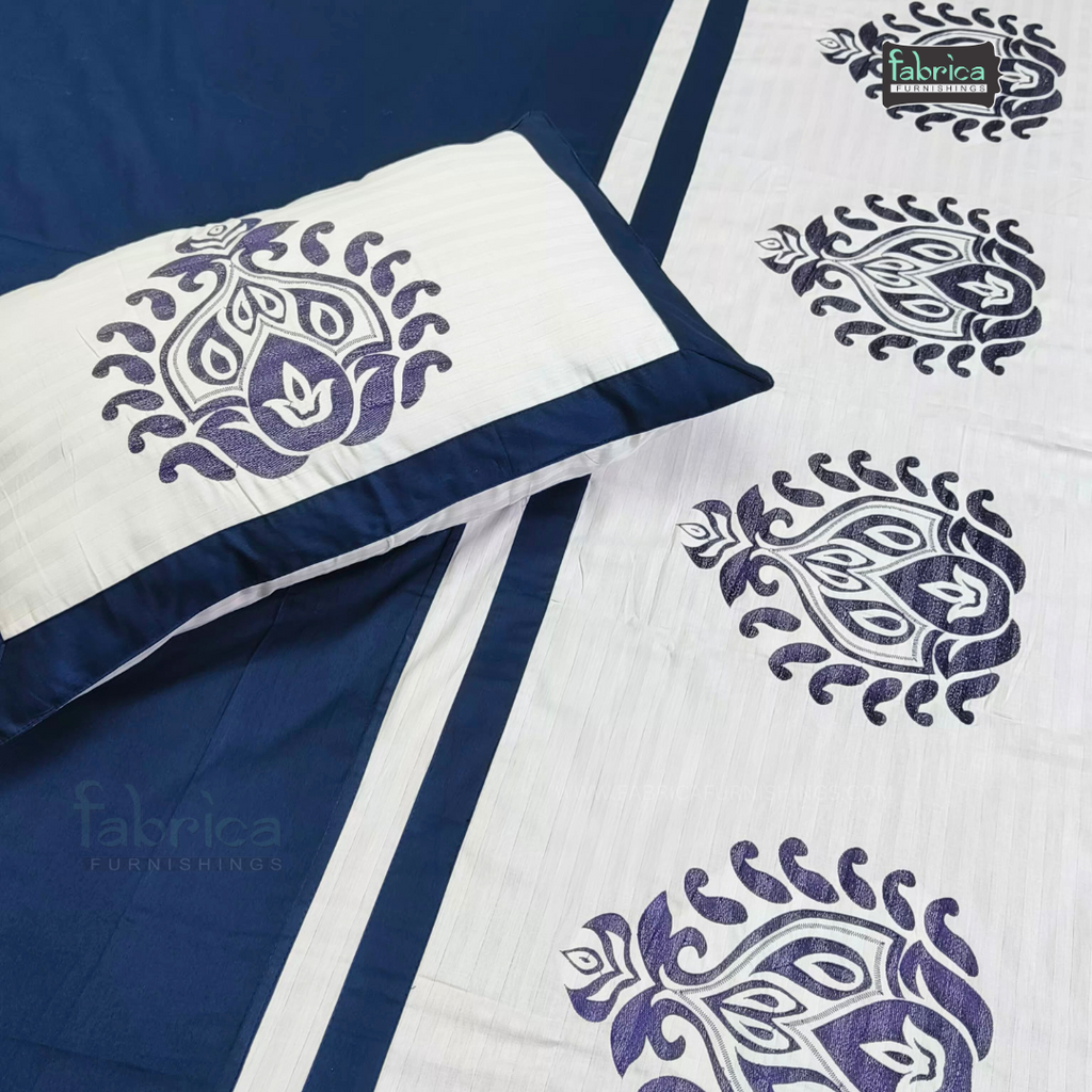 Fabby Home Designer  Embroider king Size pure cotton Bed Sheets