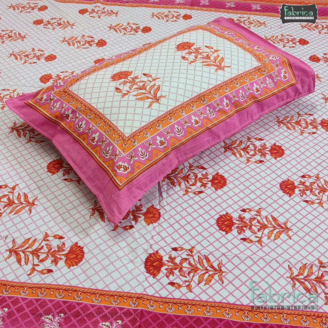 Royal Rajasthani Handblock Print Cotton Double Bed Bed Sheets (93*108 Inch)