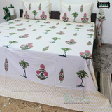 Sitara Handblock Designer Print Premium Cotton King size Bed Sheets
