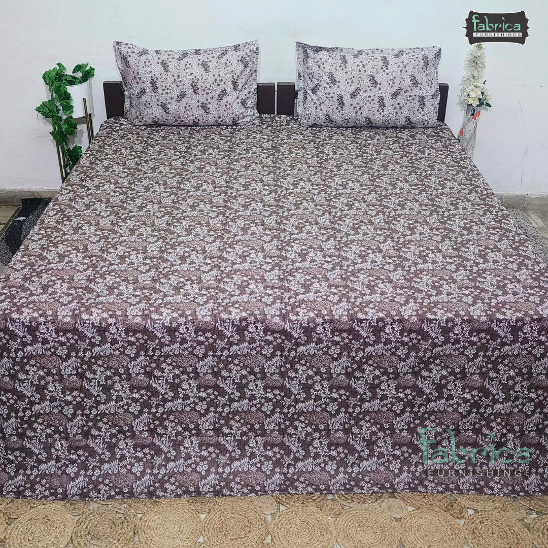 Petals Perra King Size Pure Cotton  Printed Bedsheet Set