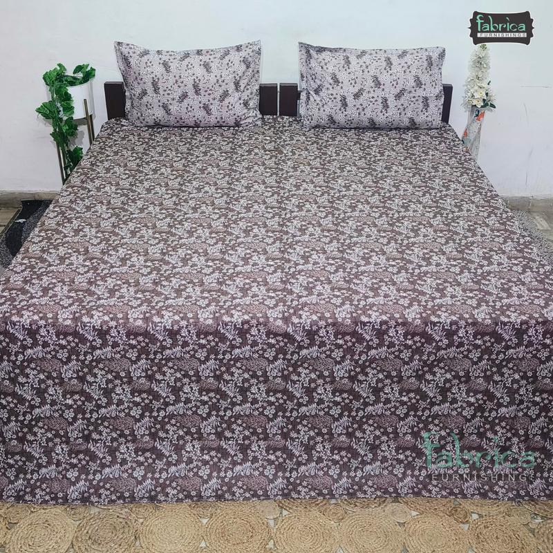 Petals Perra King Size Pure Cotton  Printed Bedsheet Set