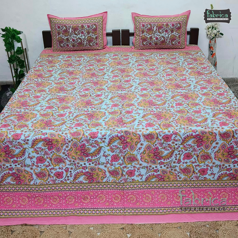 Rajwada Print King Size Pure Cotton King Size Bedsheet