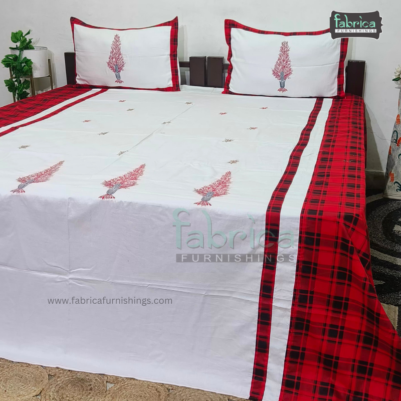 CHRISTMAS KING SIZE EMBROIDERED BEDSHEET SET