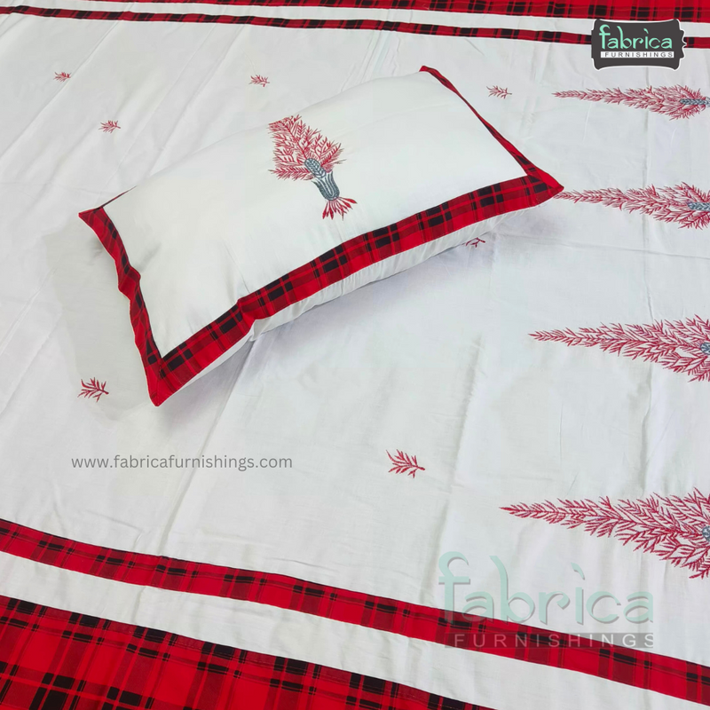 CHRISTMAS KING SIZE EMBROIDERED BEDSHEET SET