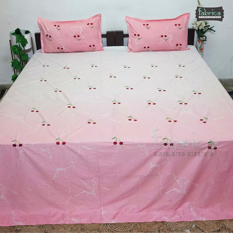 Designer Embroidered Pure Cotton King Size Bedsheet