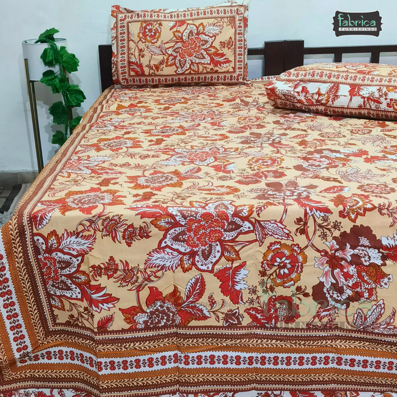 Cultural Petals Printed Pure Cotton Double Bedsheet