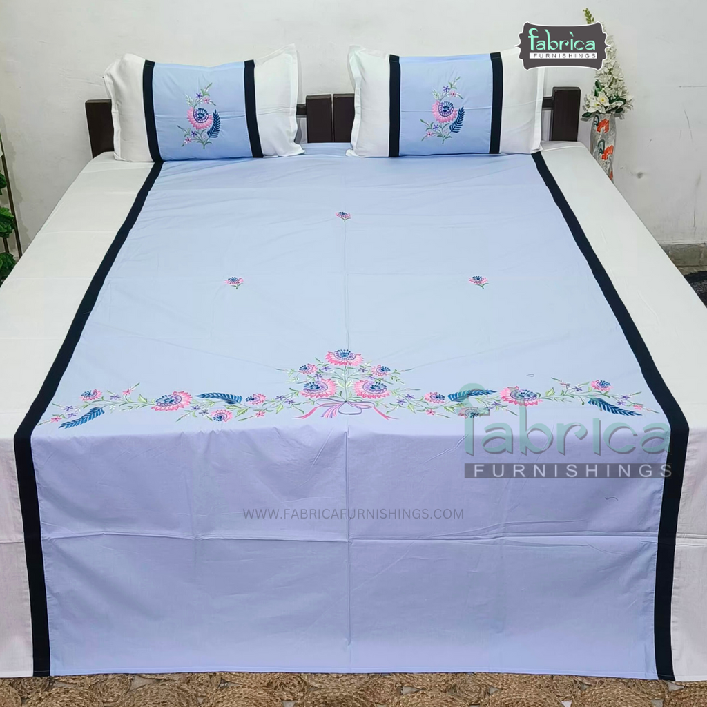 Decor Designer  Mix & Match Embroidered Cotton king Size Bed Sheets
