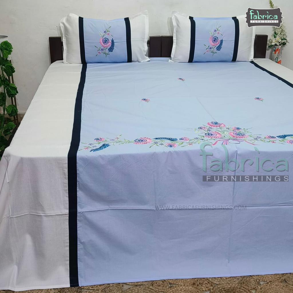 Decor Designer  Mix & Match Embroidered Cotton king Size Bed Sheets