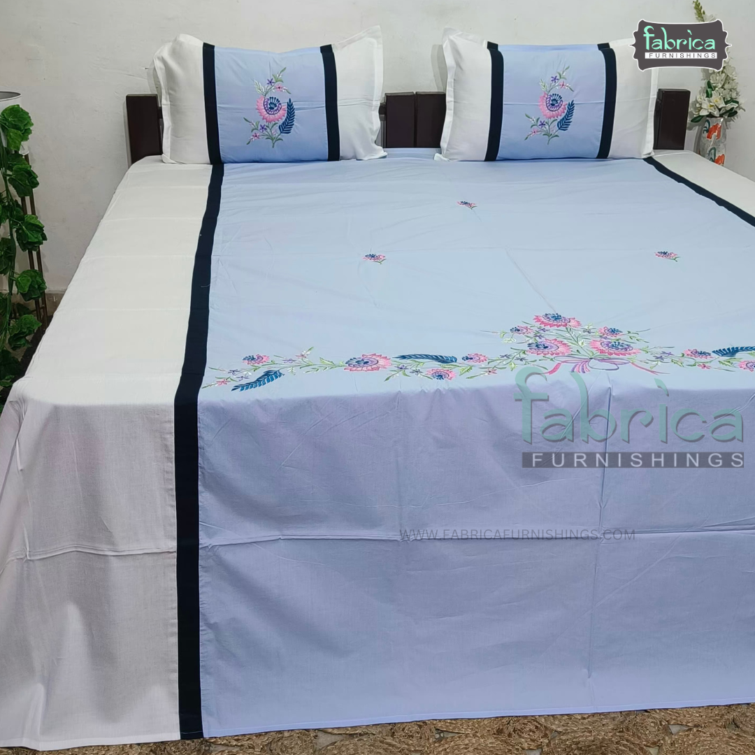 Decor Designer  Mix & Match Embroidered Cotton king Size Bed Sheets
