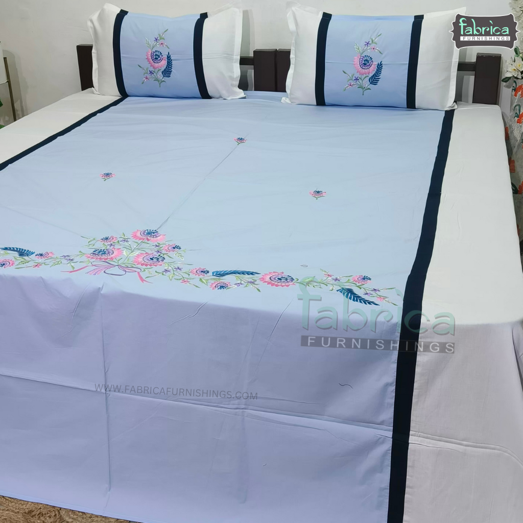 Decor Designer  Mix & Match Embroidered Cotton king Size Bed Sheets