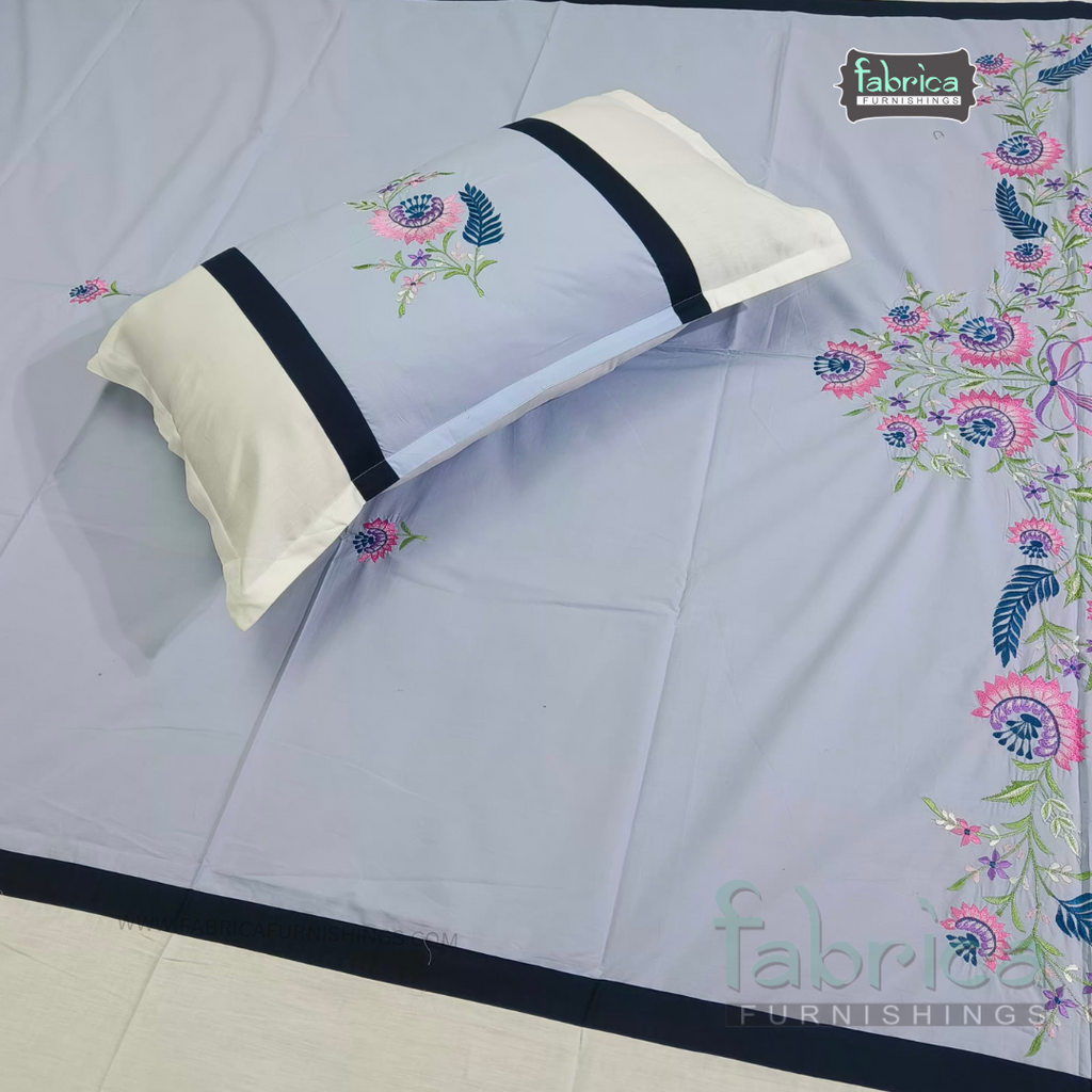 Decor Designer  Mix & Match Embroidered Cotton king Size Bed Sheets