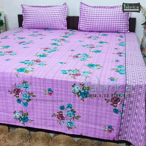 Fabby Decor Designer Print Cotton Double Bed Queen Size Bed Sheets
