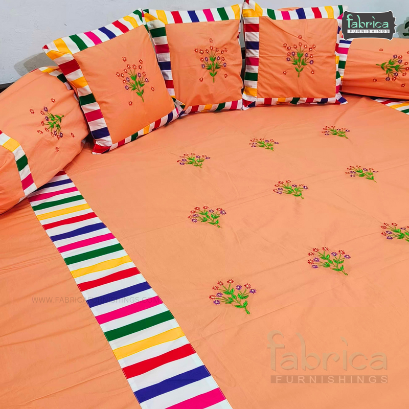 Decor classic Designer Embroider 8 pcs pure Cotton Deewan Set.