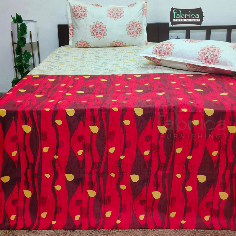 Fabby Decor Designer Kingsize Printed Pure Cotton Bedsheet