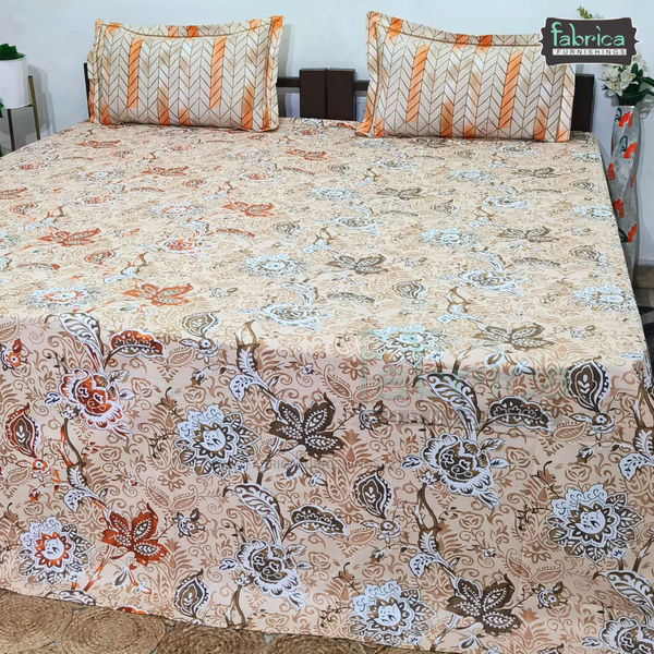 Fabby printed pure cotton king size bedsheet