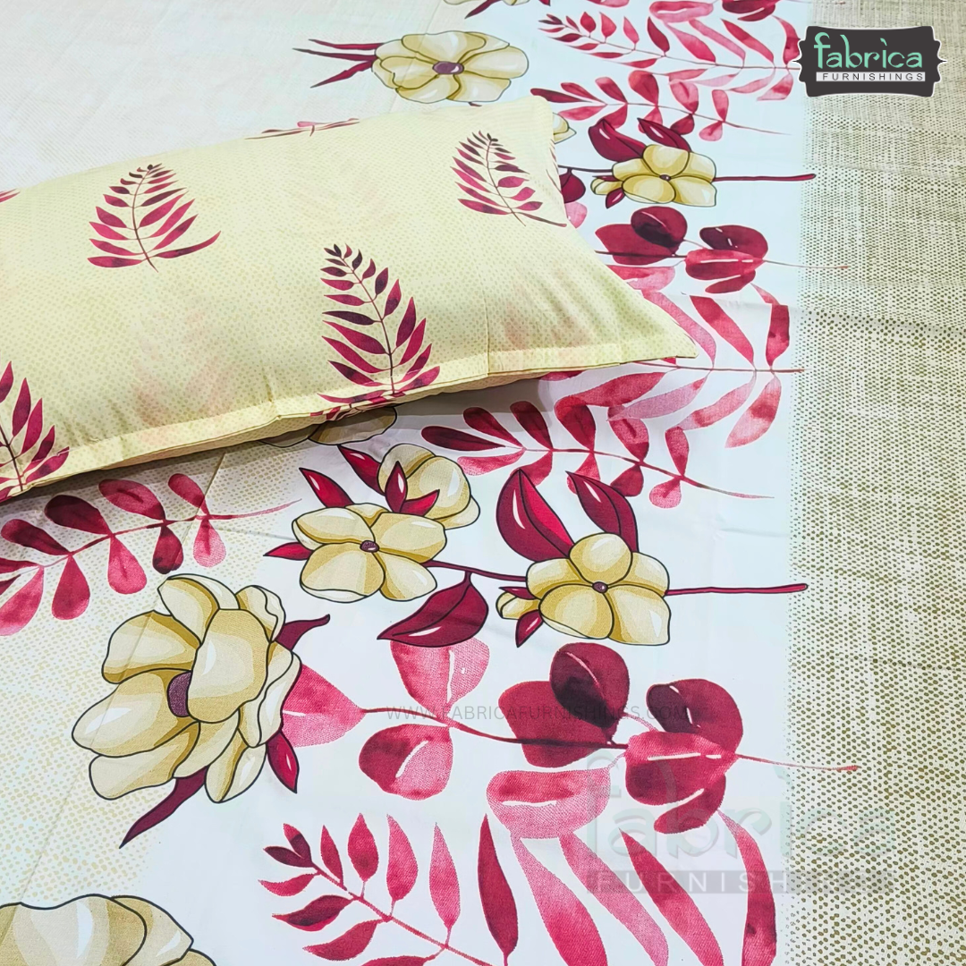 Fabby Printed  Pure Cotton Bedsheet set