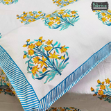Percale Cotton Hand block Printed Super King-size Bedsheet
