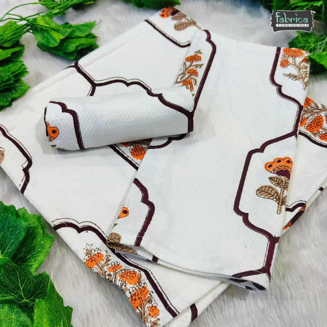 Waffle Handblock Printed Pure Cotton Bath & Hand Towels