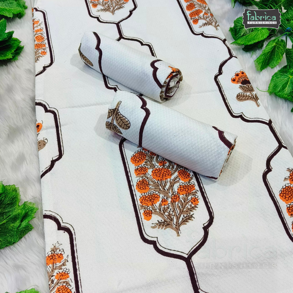 Waffle Handblock Printed Pure Cotton Bath & Hand Towels