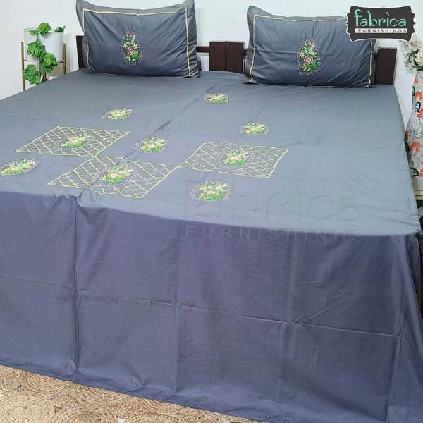 Luxury  Designer Cotton Embroider King Size Bed Sheets