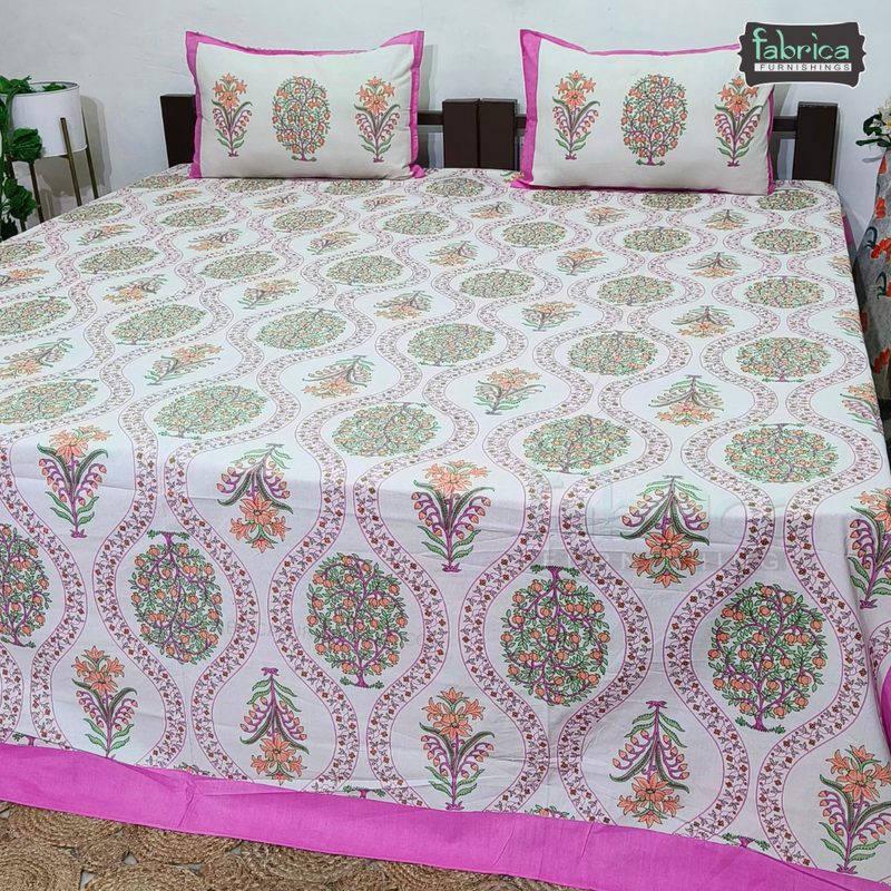Lehariya Printed Double Bed Pure Cotton Bedsheet
