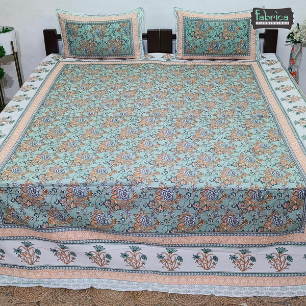 Lehariya Printed Double Bed Pure Cotton Bedsheet