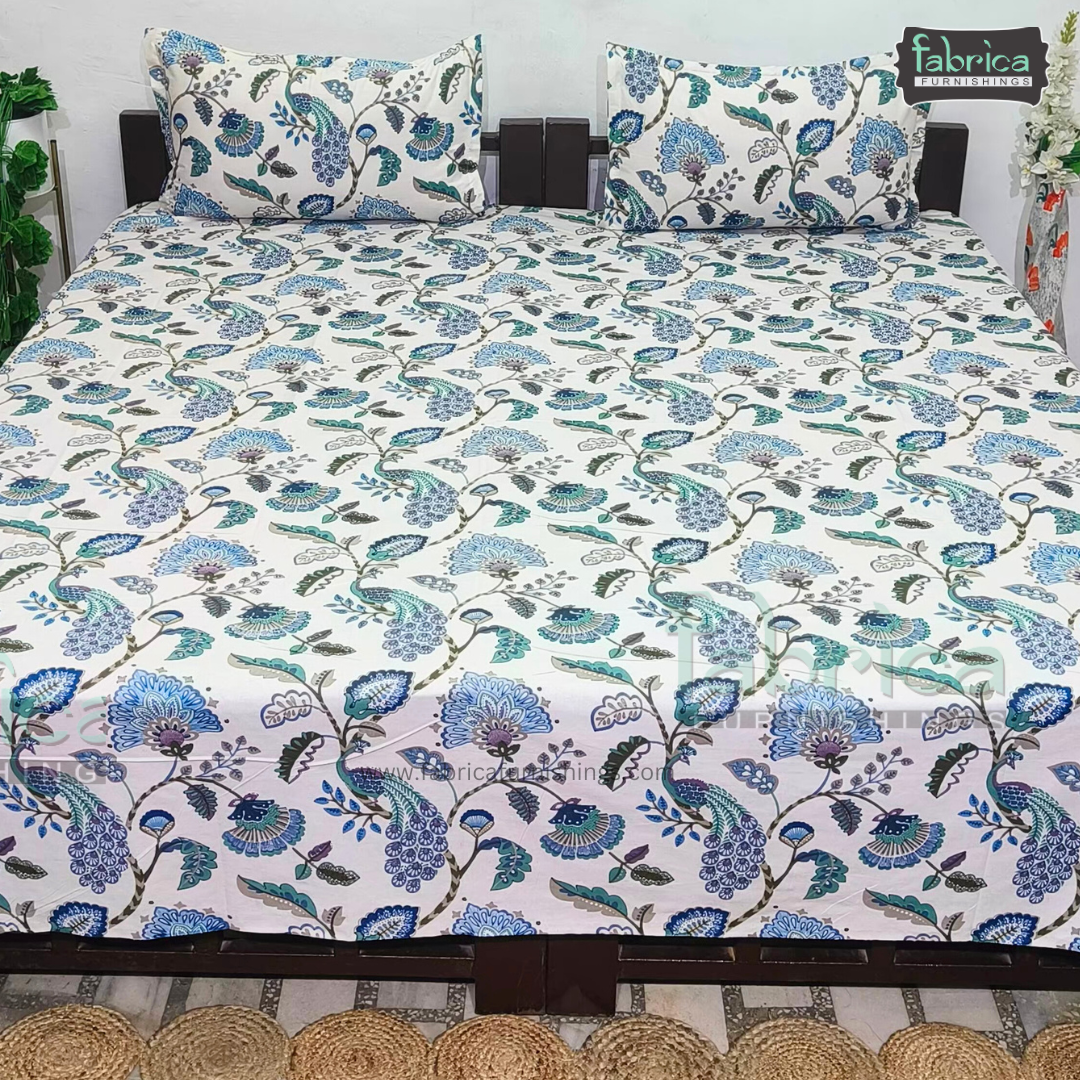 Sadabahar Anokhi Printed Pure Cotton  King Size Bedsheet Set