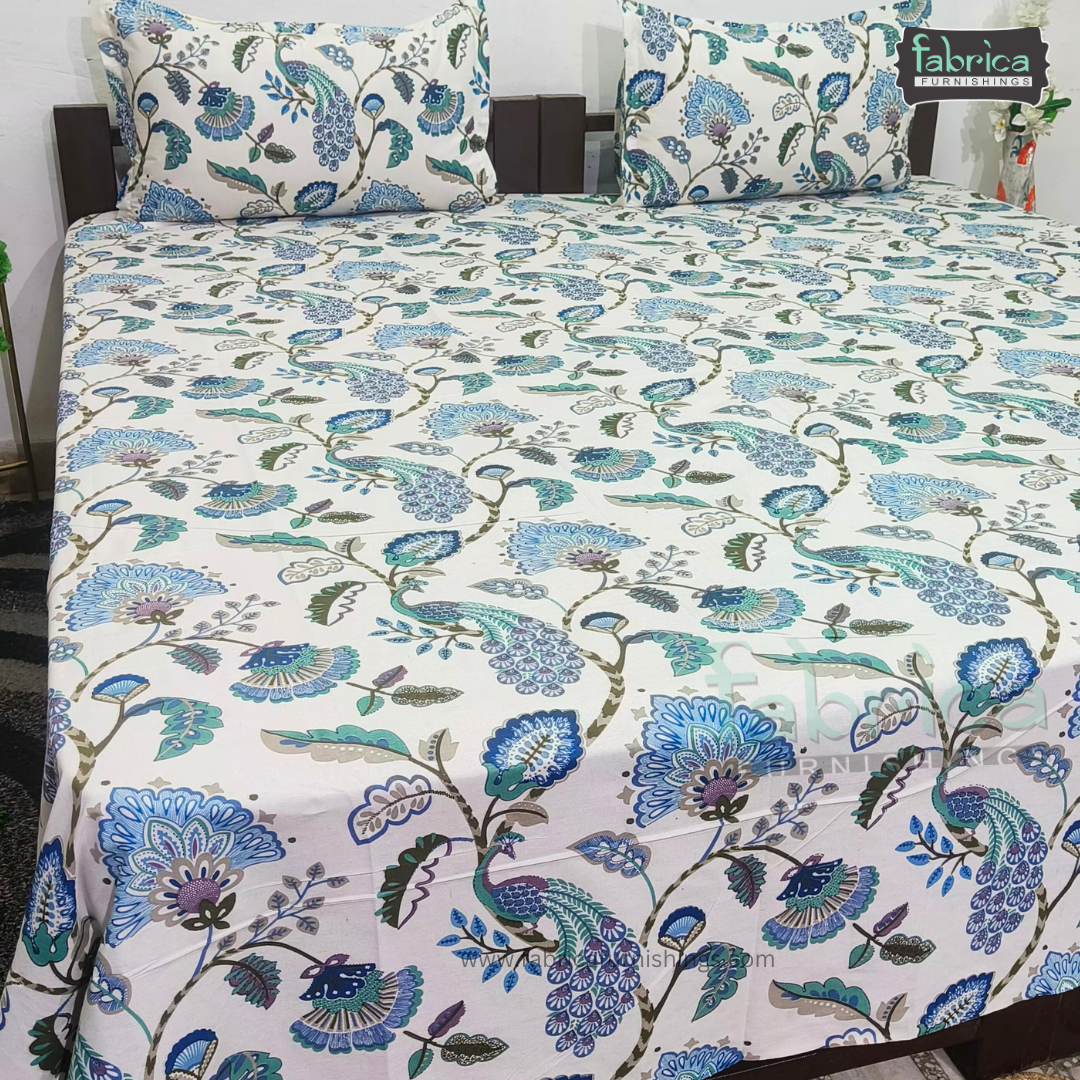 Sadabahar Anokhi Printed Pure Cotton  King Size Bedsheet Set