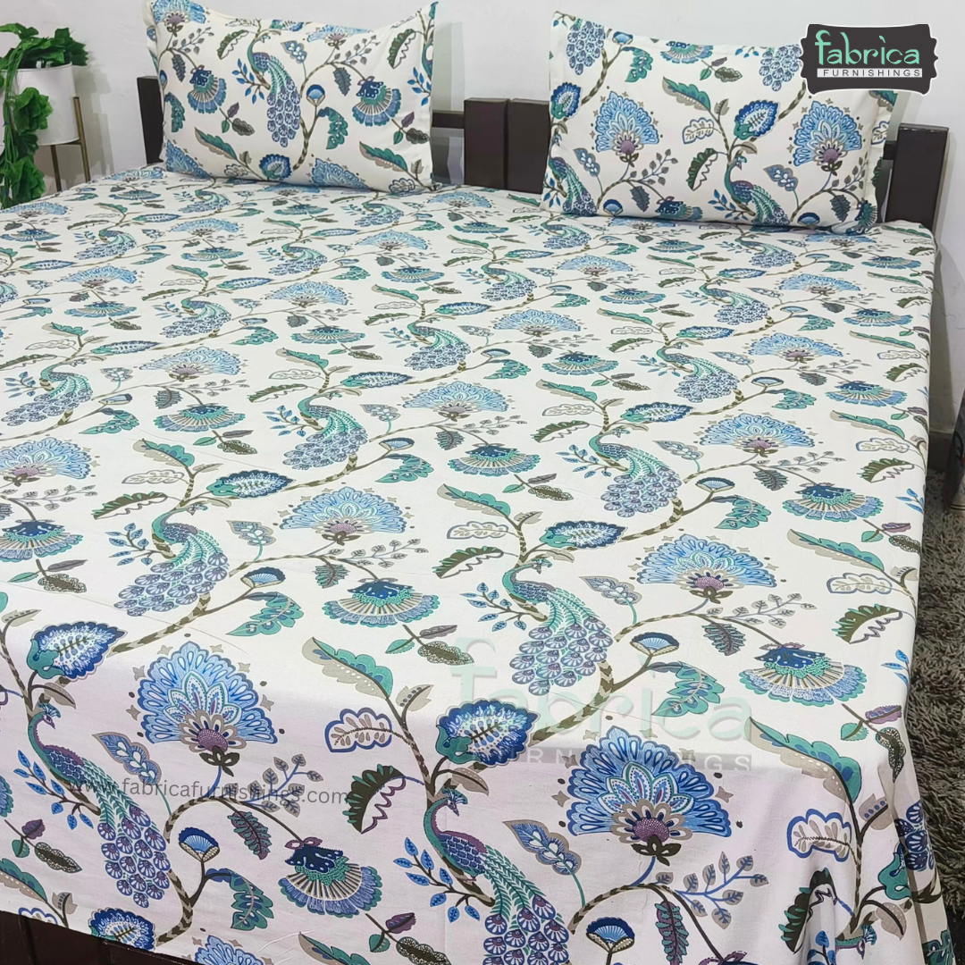 Sadabahar Anokhi Printed Pure Cotton  King Size Bedsheet Set