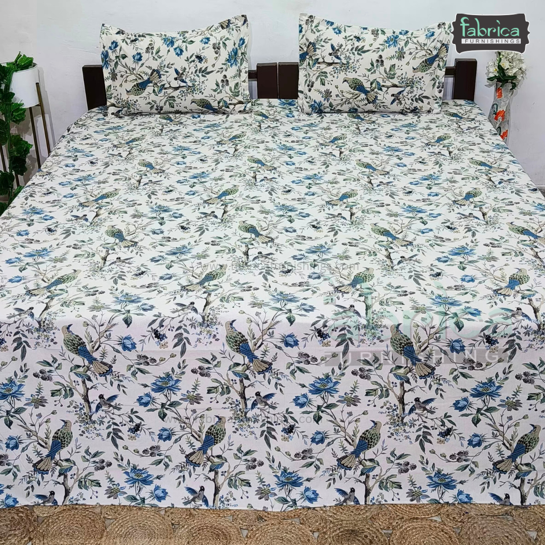 Sadabahar Anokhi Printed Pure Cotton  King Size Bedsheet Set