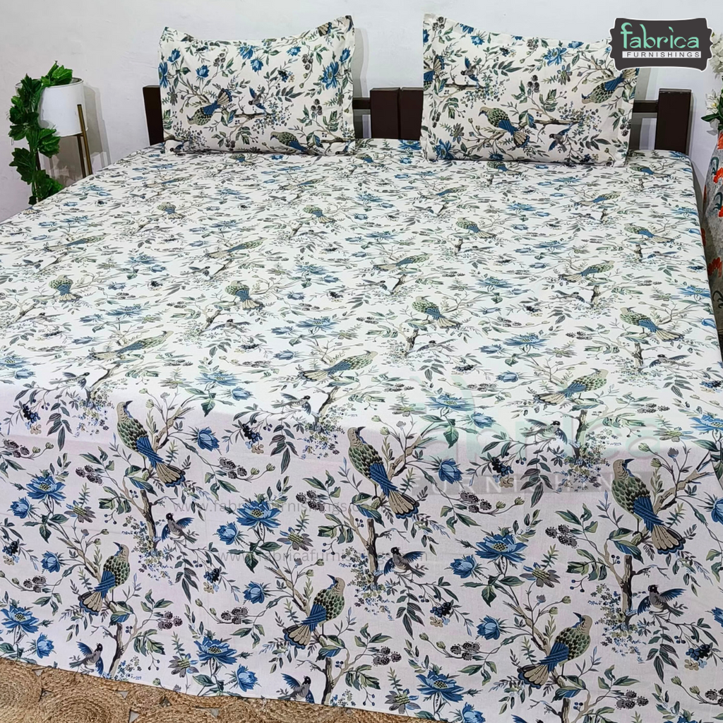 Sadabahar Anokhi Printed Pure Cotton  King Size Bedsheet Set
