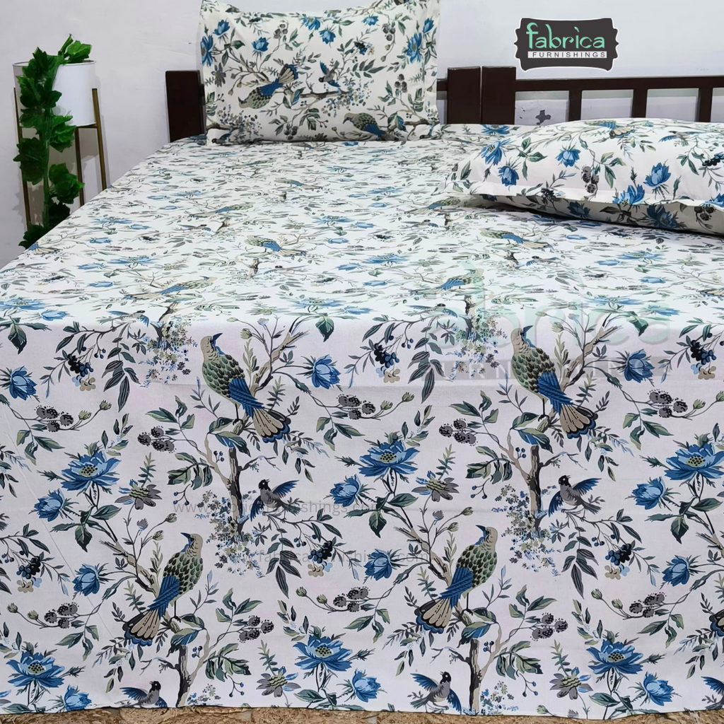 Sadabahar Anokhi Printed Pure Cotton  King Size Bedsheet Set