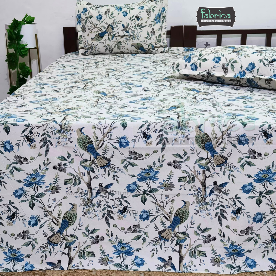 Sadabahar Anokhi Printed Pure Cotton  King Size Bedsheet Set