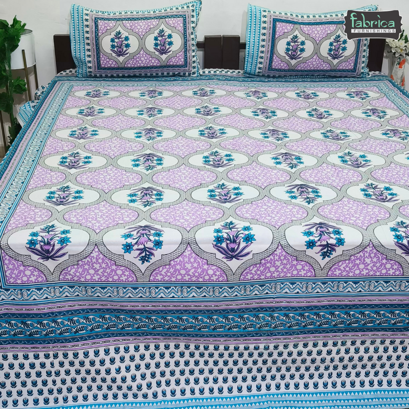 Gulmohar Printed Premium Pure Cotton King size Bed Sheets